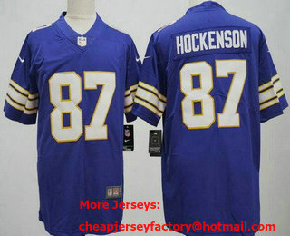 Men's Minnesota Vikings #87 TJ Hockenson Limited Purple Classic Vapor Jersey