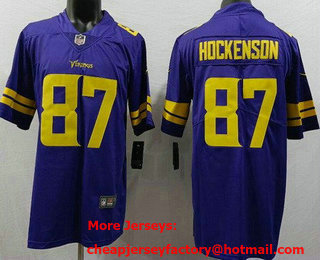 Men's Minnesota Vikings #87 TJ Hockenson Limited Purple Rush Color Jersey