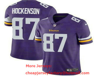 Men's Minnesota Vikings #87 TJ Hockenson Limited Purple Vapor Jersey