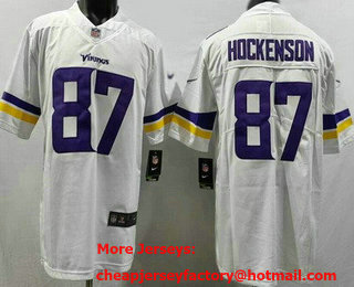 Men's Minnesota Vikings #87 TJ Hockenson Limited White Vapor Jersey