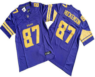 Men's Minnesota Vikings #87 TJ Hockenson Purple 2023 FUSE Color Rush Vapor Limited Jersey