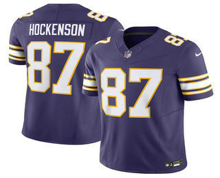 Men's Minnesota Vikings #87 TJ Hockenson Purple Limited Stitched Throwback Jersey