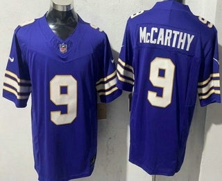 Men's Minnesota Vikings #9 JJ McCarthy Limited Purple Classic FUSE Vapor Jersey