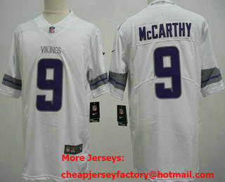 Men's Minnesota Vikings #9 JJ McCarthy Limited White Alternate Vapor Jersey