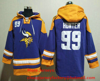 Men's Minnesota Vikings #99 Danielle Hunter Purple Ageless Must Have Lace Up Pullover Hoodie