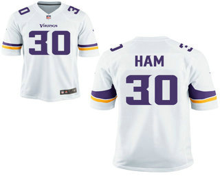 Men's Minnesota Vikings 30 C.J. Ham White Road Stitched NFL Nike Elite Jersey