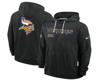 Men's Minnesota Vikings Black 2025 Crucial Catch Club Pullover Hoodie