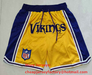 Men's Minnesota Vikings Yellow Just Don Swingman Throwback Shorts