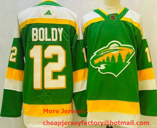 Men's Minnesota Wild #12 Matt Boldy Green 2022 Reverse Retro Authentic Jersey