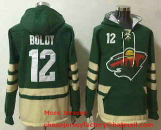 Men's Minnesota Wild #12 Matt Boldy NEW Green Pocket Stitched NFL Pullover Hoodie