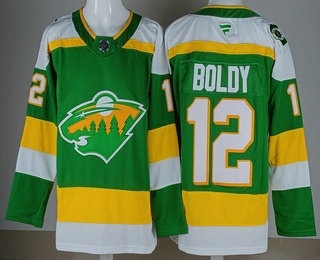 Men's Minnesota Wild #12 Matthew Boldy Green Alternate Authentic Jersey