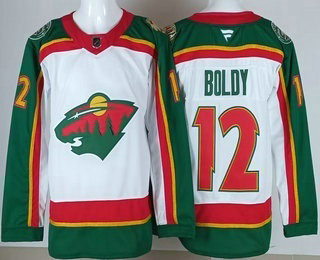 Men's Minnesota Wild #12 Matthew Boldy White Authentic Jersey