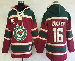 Men's Minnesota Wild #16 Jason Zucker Red Stitched NHL Old Time Hockey Hoodie