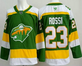 Men's Minnesota Wild #23 Marco Rossi Green Alternate Authentic Jersey
