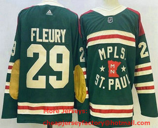 Men's Minnesota Wild #29 Marc Andre Fleury Green 2022 Winter Classic Stitched Jersey