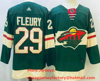 Men's Minnesota Wild #29 Marc Andre Fleury Green Stitched Jersey