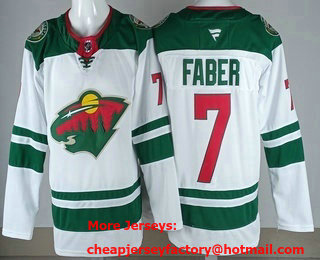 Men's Minnesota Wild #7 Brock Faber Fleury White 2025 Authentic Jersey