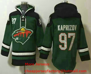 Men's Minnesota Wild #97 Kirill Kaprizov Green Ageless Must Have Lace Up Pullover Hoodie