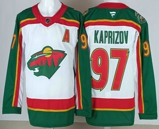 Men's Minnesota Wild #97 Kirill Kaprizov White Authentic Jersey