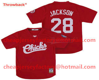 Men's Moive Memphis Chicks #28 Bo Jackson Red Baseball Jersey