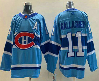 Men's Montreal Canadiens #11 Brendan Gallagher Blue 2022 Reverse Retro Stitched Jersey