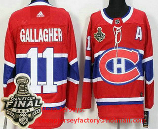 Men's Montreal Canadiens #11 Brendan Gallagher Red 2021 Stanley Cup Finals Authentic Jersey