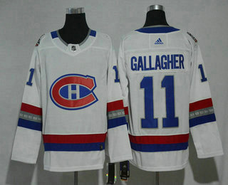 Men's Montreal Canadiens #11 Brendan Gallagher White Authentic 2017 100 Classic Stitched NHL Jersey