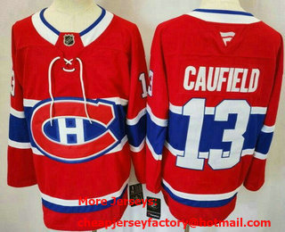 Men's Montreal Canadiens #13 Cole Caufield Red 2024 Stitched Jersey