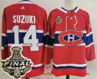 Men's Montreal Canadiens #14 Nick Suzuki Red 2021 Stanley Cup Finals Authentic Jersey