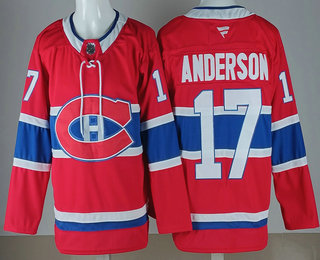 Men's Montreal Canadiens #17 Josh Anderson Red Authentic Jersey