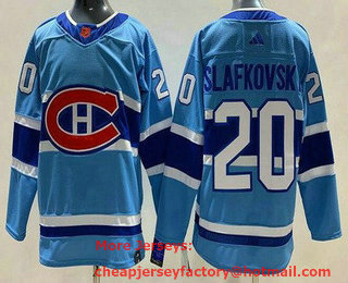 Men's Montreal Canadiens #20 Juraj Slafkovsky Light Blue 2022 Reverse Retro Authentic Jersey