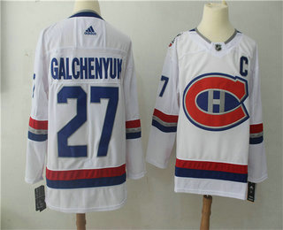Men's Montreal Canadiens #27 Alex Galchenyuk White Authentic 2017 100 Classic Stitched NHL Jersey