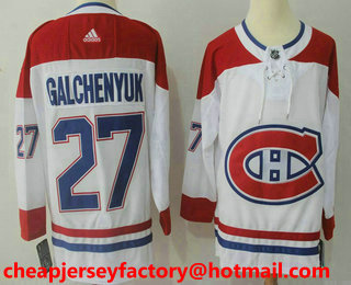 Men's Montreal Canadiens #27 Alex Galchenyuk White 2017-2018 Hockey Stitched NHL Jersey
