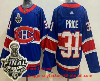 Men's Montreal Canadiens #31 Carey Price Blue Special 2021 Stanley Cup Finals Authentic Jersey