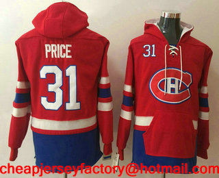Men's Montreal Canadiens #31 Carey Price NEW Red Pocket Stitched NHL Old Time Hockey Hoodie