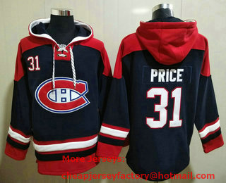 Men's Montreal Canadiens #31 Carey Price Navy Blue Ageless Must Have Lace Up Pullover Hoodie