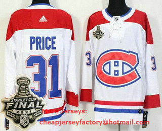 Men's Montreal Canadiens #31 Carey Price White 2021 Stanley Cup Finals Authentic Jersey