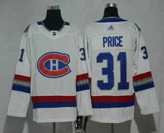 Men's Montreal Canadiens #31 Carey Price White Authentic 2017 100 Classic Stitched NHL Jersey