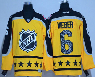 Men's Montreal Canadiens #6 Shea Weber Atlantic Division Reebok Yellow 2017 NHL All-Star Stitched Hockey Jersey
