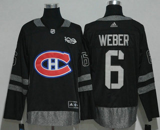 Men's Montreal Canadiens #6 Shea Weber Black 100th Anniversary Stitched NHL 2017 Hockey Jersey