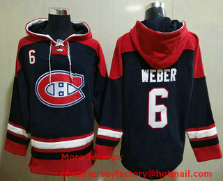 Men's Montreal Canadiens #6 Shea Weber Navy Blue Ageless Must Have Lace Up Pullover Hoodie