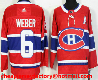 Men's Montreal Canadiens #6 Shea Weber Red 2017-2018 Hockey Stitched NHL Jersey