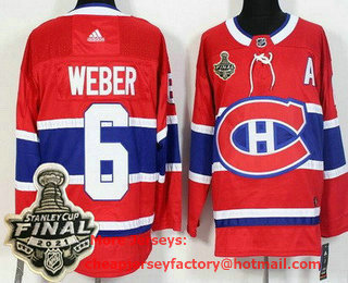 Men's Montreal Canadiens #6 Shea Weber Red 2021 Stanley Cup Finals Authentic Jersey