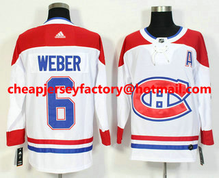 Men's Montreal Canadiens #6 Shea Weber White 2017-2018 Hockey Stitched NHL Jersey