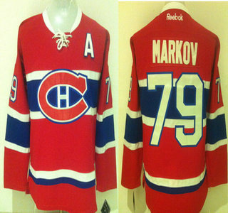 Men's Montreal Canadiens #79 Andrei Markov Reebok Red 2015-16 Home Premier NHL Jersey