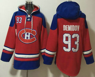 Men's Montreal Canadiens #93 Ivan Demidov Red Ageless Must Have Lace Up Pullover Hoodie
