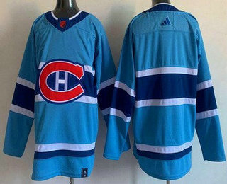 Men's Montreal Canadiens Blank Light Blue 2022 Reverse Retro Authentic Jersey