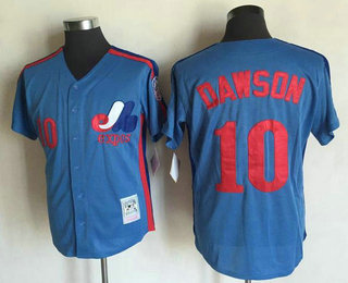 Men's Montreal Expos #10 Andre Dawson 1982 Blue Mitchell & Ness Throwback Jersey