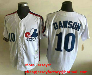 Men's Montreal Expos #10 Andre Dawson White Throwback Jersey