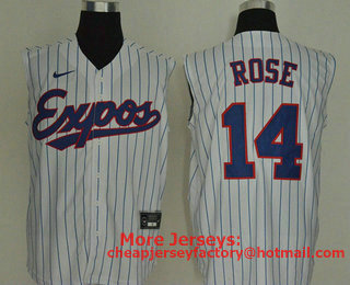 Men's Montreal Expos #14 Pete Rose White Cooperstown Collection 2020 Cool and Refreshing Sleeveless Fan Stitched MLB Nike Jersey